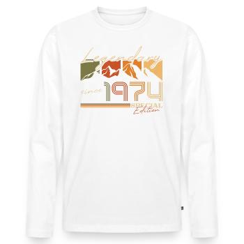 Berge Vintage 1974 Jahrgang Geburtstag - Männer Premium Bio Langarmshirt - Weiß - Vorne - Nico (187cm)