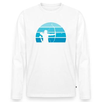 Bogenschütze Sei lieber nett Bogenschießen - Männer Premium Bio Langarmshirt - Weiß - Vorne - Nico (187cm)