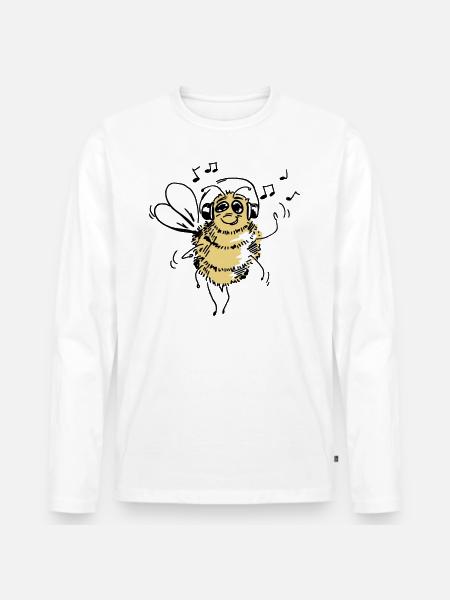 Musical bee is dancing - Men's Premium Organic Long Sleeve Shirt - white