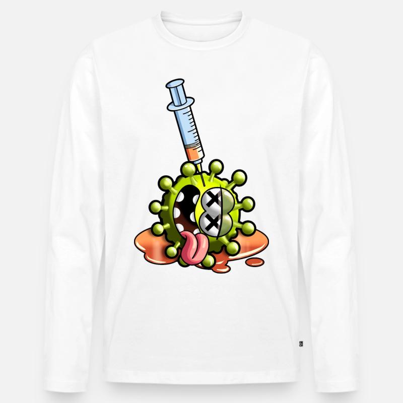Ich bin geimpft. - Männer Premium Bio Langarmshirt - Weiß