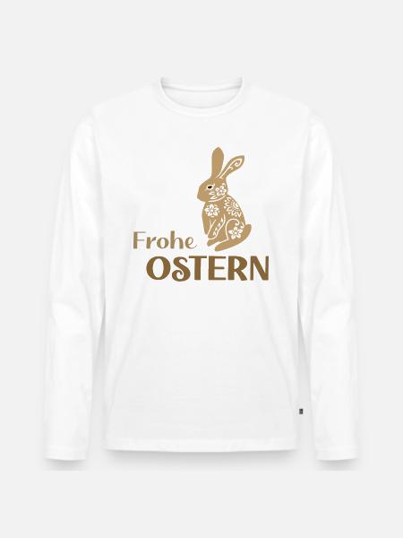 Frohe-Ostern - Männer Premium Bio Langarmshirt - Weiß