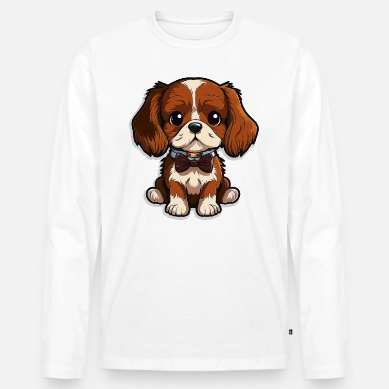 Eleganter Welpe - Männer Premium Bio Langarmshirt - Weiß