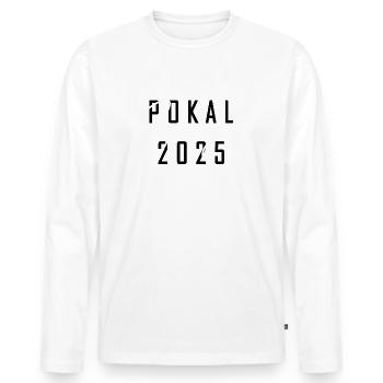 Pokalsieger 2025 - Männer Premium Bio Langarmshirt - Weiß - Vorne - Nico (187cm)