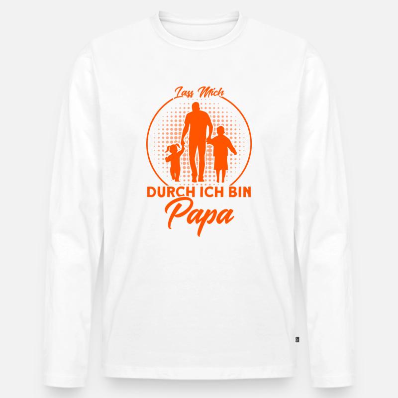 Papa Vater Papas Väter Geschenk - Männer Premium Bio Langarmshirt - Weiß