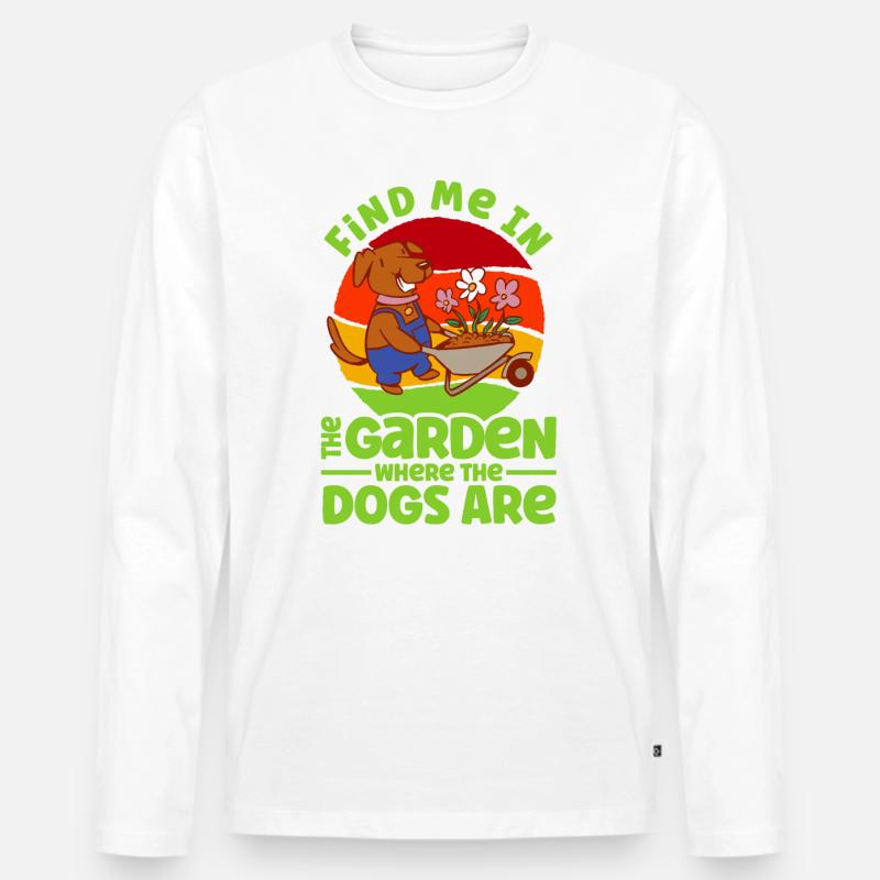 Garten Hunde Hundehalter Geschenk - Männer Premium Bio Langarmshirt - Weiß