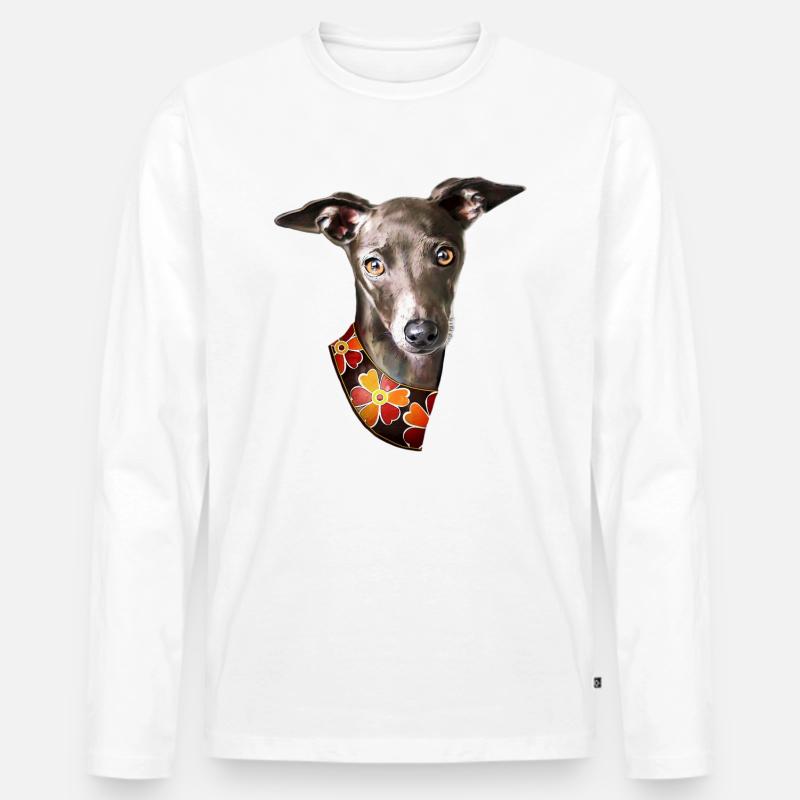 Kleiner Windhund - Männer Premium Bio Langarmshirt - Weiß