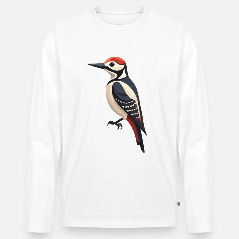 Buntspecht - Männer Premium Bio Langarmshirt - Weiß