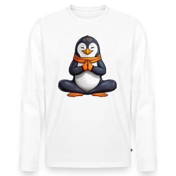 Yogi Penguin - Men's Premium Organic Long Sleeve Shirt - white - Front - Nico (187cm)