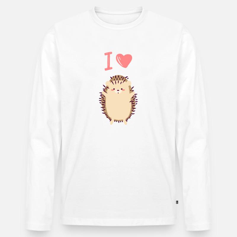 I heart Hedgehog - Männer Premium Bio Langarmshirt - Weiß