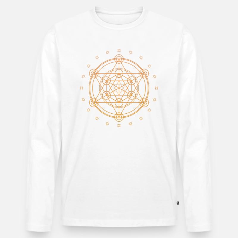 Merkaba orange - Männer Premium Bio Langarmshirt - Weiß