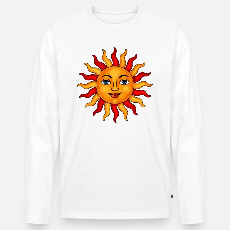 Sonne Pastel - Männer Premium Bio Langarmshirt - Weiß