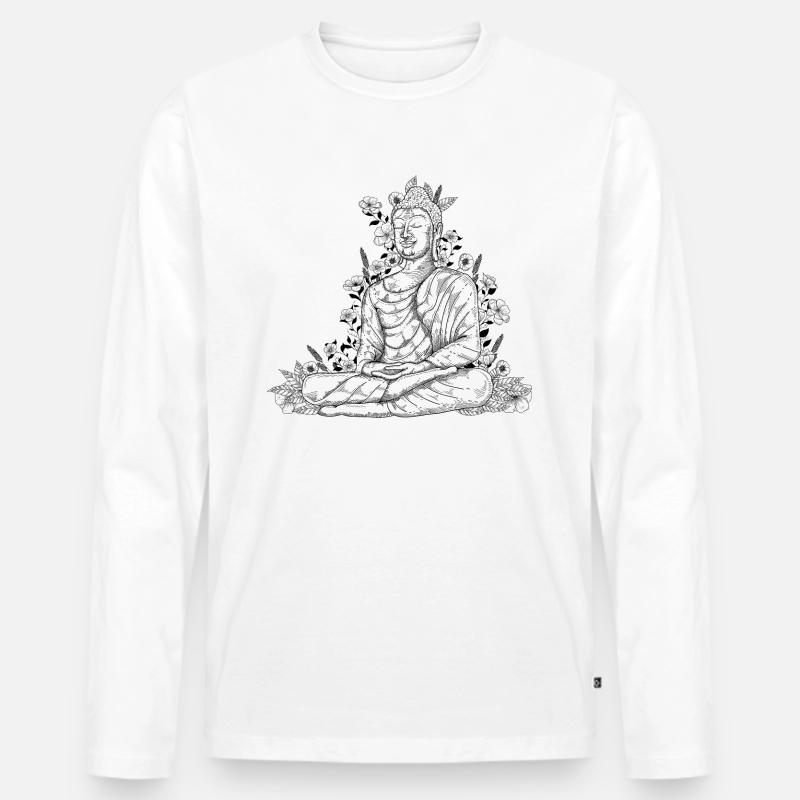 Buddha - Männer Premium Bio Langarmshirt - Weiß