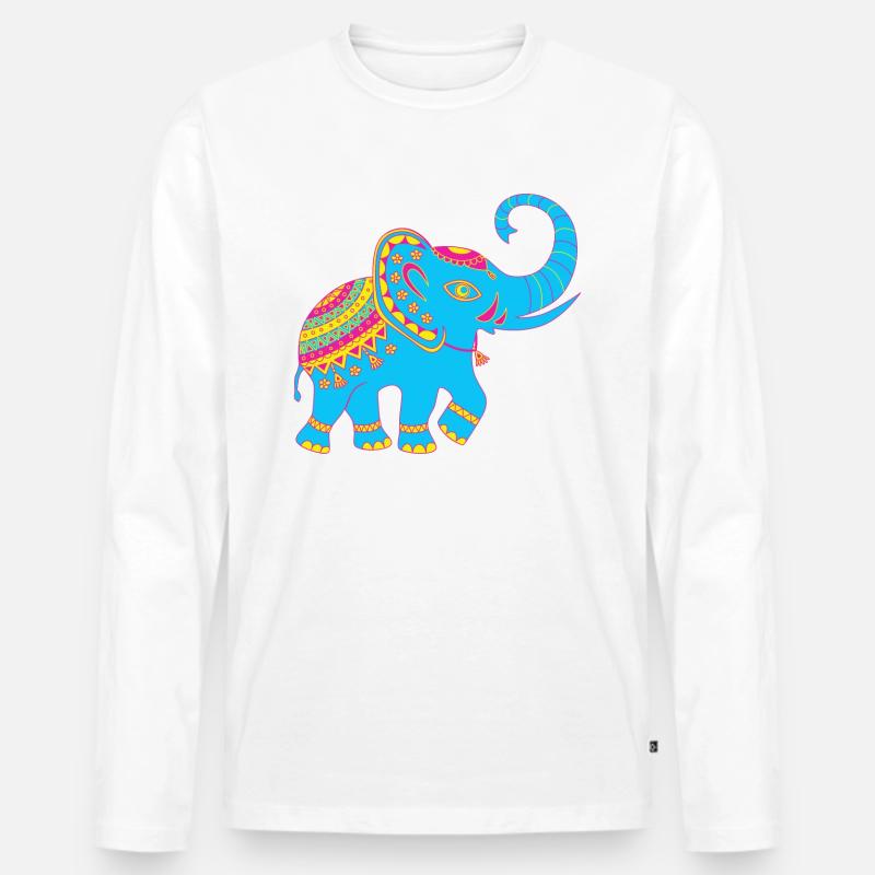 Indian Elefant - Männer Premium Bio Langarmshirt - Weiß