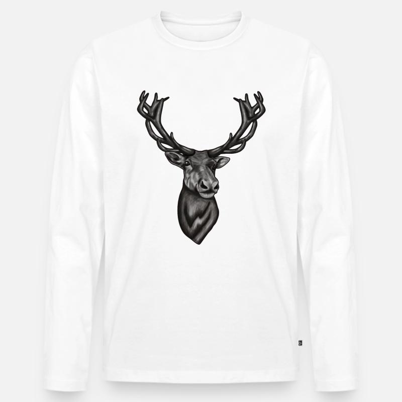 Weihnachtsgeschenk Rentier Hirsch - Männer Premium Bio Langarmshirt - Weiß