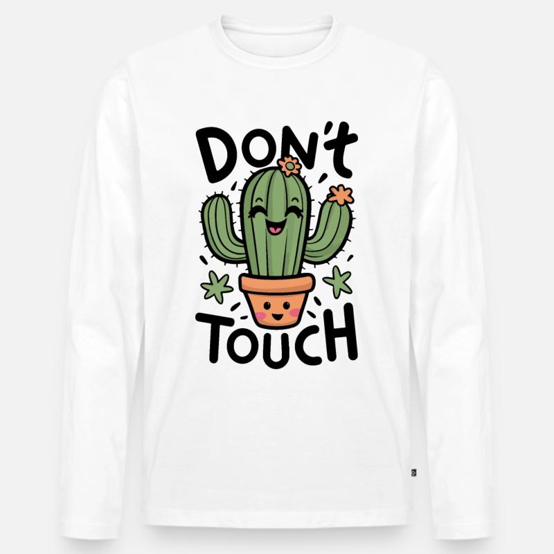 Nicht berühren - Männer Premium Bio Langarmshirt - Weiß