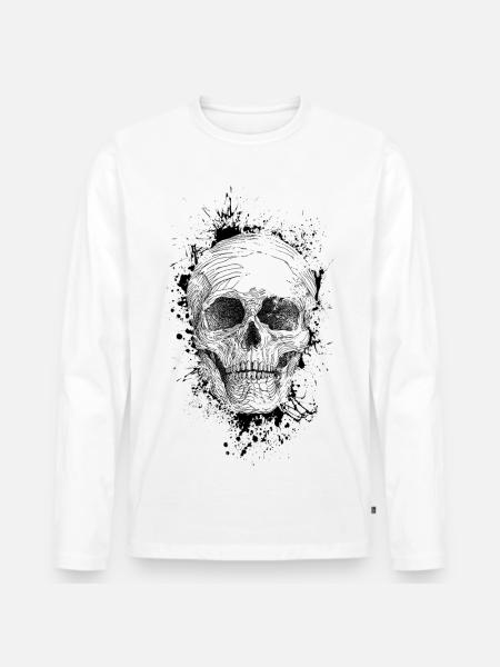 Crâne - T-shirt manches longues Premium bio Homme - blanc