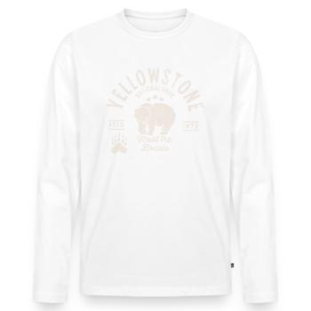 Yellowstone bear meet the locals - Men's Premium Organic Long Sleeve Shirt - white - Front - Nico (187cm)