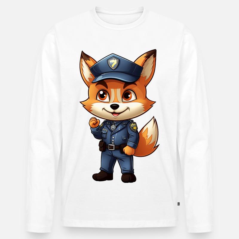 Fuchs Polizei - Männer Premium Bio Langarmshirt - Weiß