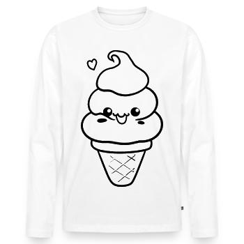 Eis Comic Stil - Männer Premium Bio Langarmshirt - Weiß - Vorne - Nico (187cm)