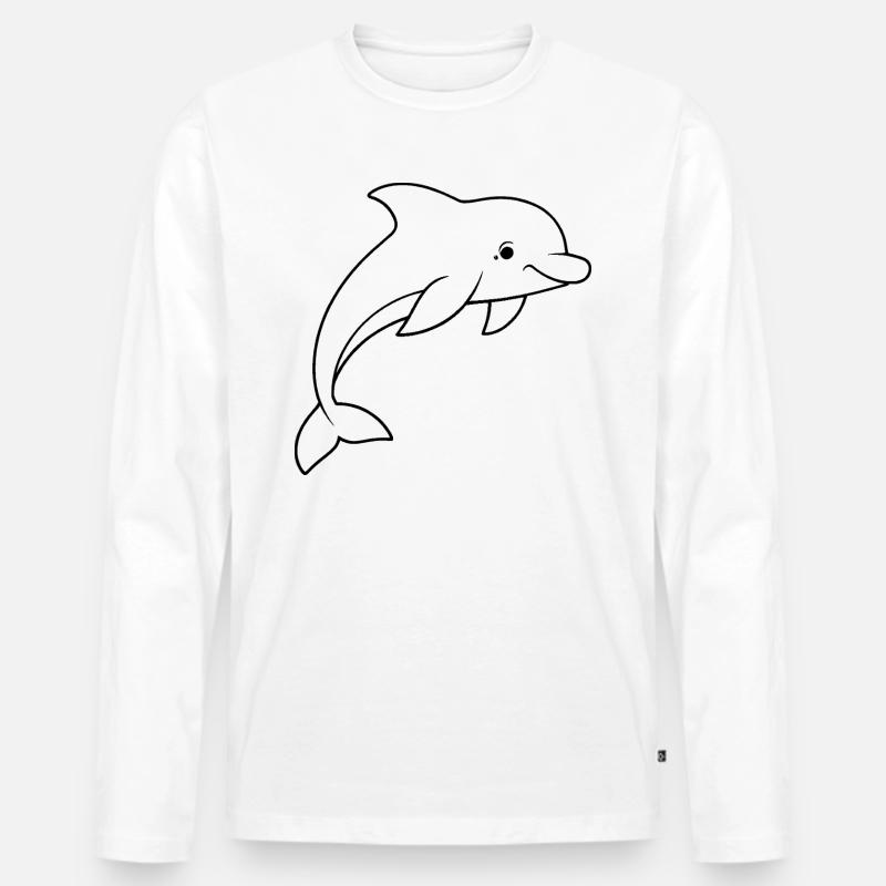 Minimalistic Dolphin - Männer Premium Bio Langarmshirt - Weiß