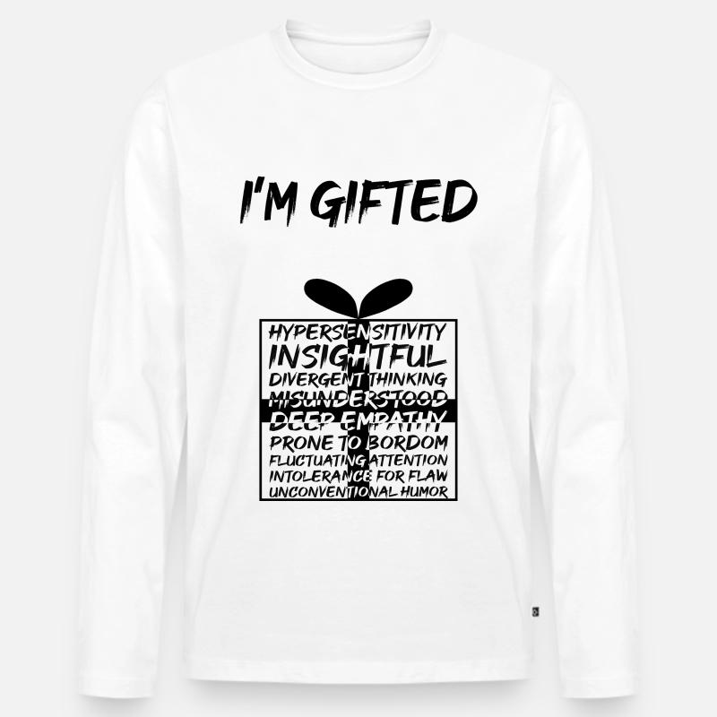Ich bin begabt - Männer Premium Bio Langarmshirt - Weiß