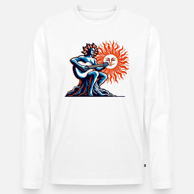 Sonnen-Gitarre - Männer Premium Bio Langarmshirt - Weiß