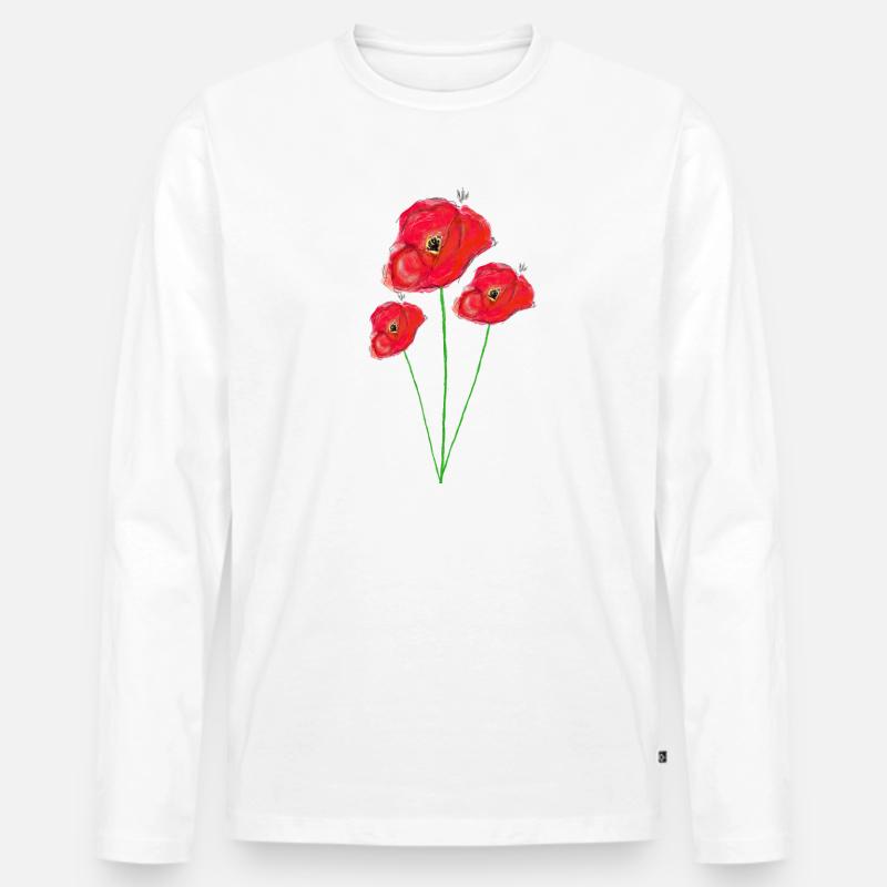 Blumenstrauß Mohnblumen malen - Männer Premium Bio Langarmshirt - Weiß
