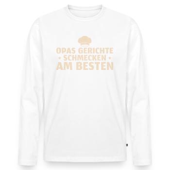 Opas Gerichte schmecken am besten Vatertag - Männer Premium Bio Langarmshirt - Weiß - Vorne - Nico (187cm)