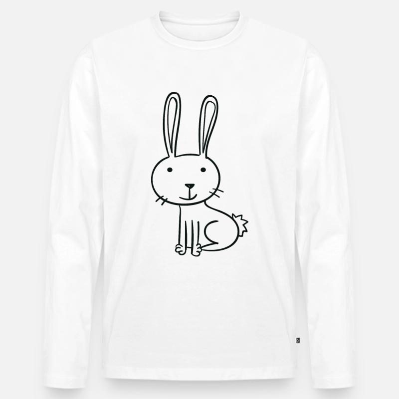 gezeichneter Hase - Männer Premium Bio Langarmshirt - Weiß