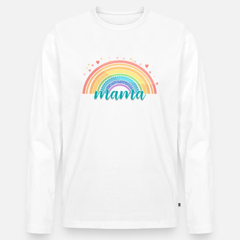 Regenbogen Mama - Männer Premium Bio Langarmshirt - Weiß