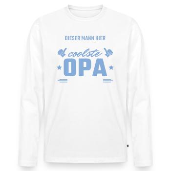 Vatertag Bester und coolster Opa - Männer Premium Bio Langarmshirt - Weiß - Vorne - Nico (187cm)