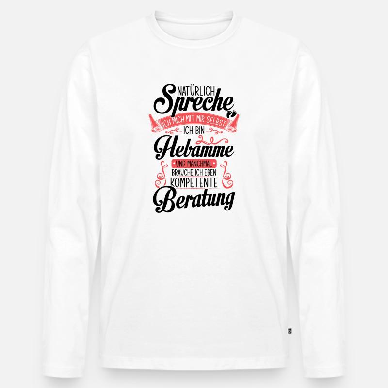 Hebamme Beruf | Hebammen Geburtshelfer Geschenke - Männer Premium Bio Langarmshirt - Weiß