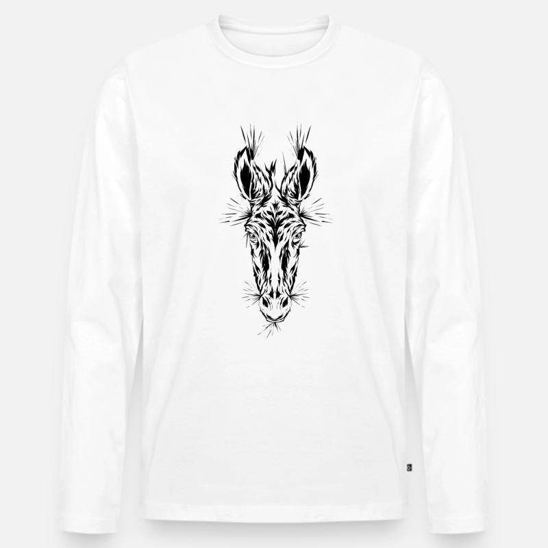 Esel Pferd Kopf - Männer Premium Bio Langarmshirt - Weiß