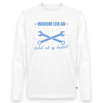 Autoschrauber Weil ich es kann Kfz Mechaniker - Männer Premium Bio Langarmshirt - Weiß - Vorne - Nico (187cm)
