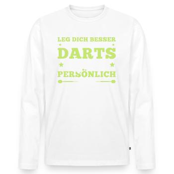 Dartsport Lustiger Spruch Dart Spieler - Männer Premium Bio Langarmshirt - Weiß - Vorne - Nico (187cm)