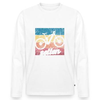 Ich bin selten Radlos - lustiger Spruch - Männer Premium Bio Langarmshirt - Weiß - Vorne - Nico (187cm)