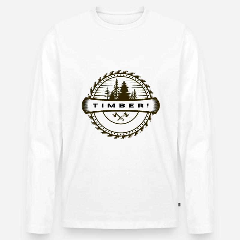 Holzfäller Kettensäge Geschenkidee - Männer Premium Bio Langarmshirt - Weiß