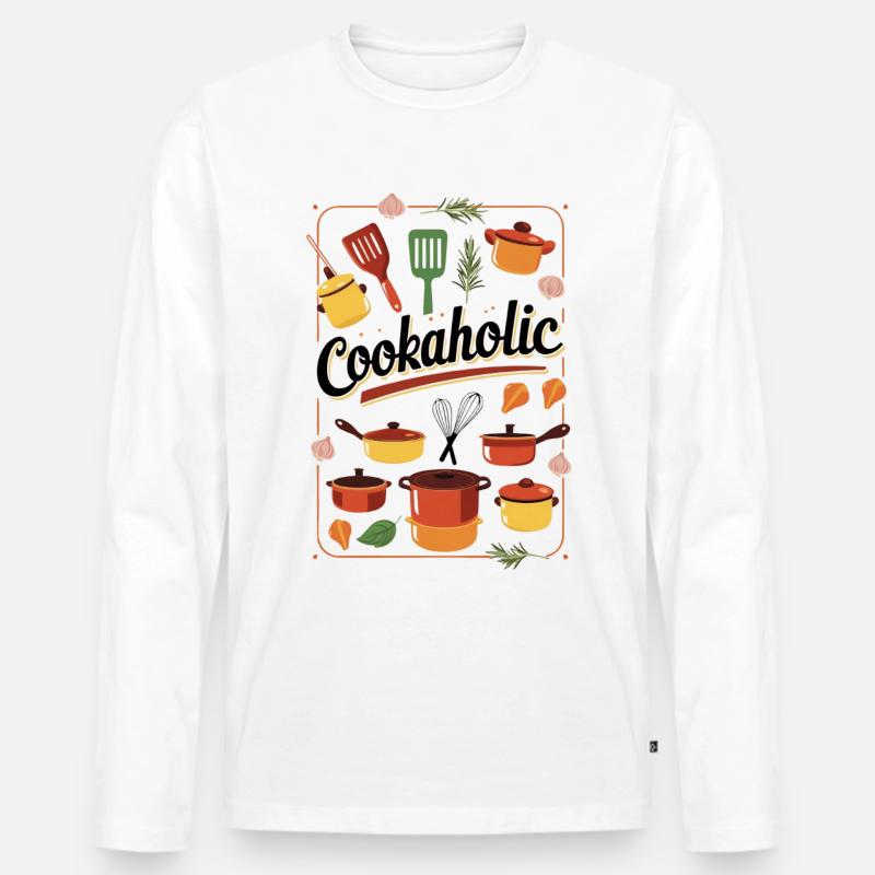 Kochen essen lecker Geschenk - Männer Premium Bio Langarmshirt - Weiß