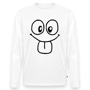 Emoji albern Skizze schwarz - Männer Premium Bio Langarmshirt - Weiß - Vorne - Nico (187cm)