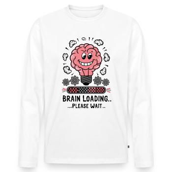 Brain Loading Please Wait Funny Cartoon Humor - Men's Premium Organic Long Sleeve Shirt - white - Front - Nico (187cm)
