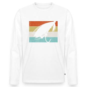 Pêche à la mouche - Vintage Pêche Cadeau - T-shirt manches longues Premium bio Homme - blanc - Devant - Nico (187cm)