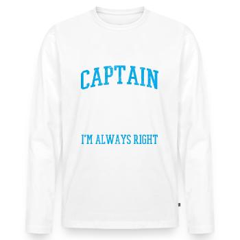Capitaine - capitaine maritim voile cadeau drôle - T-shirt manches longues Premium bio Homme - blanc - Devant - Nico (187cm)