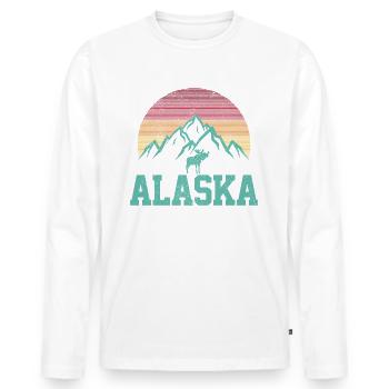 Alaska vintage moose souvenir - Men's Premium Organic Long Sleeve Shirt - white - Front - Nico (187cm)