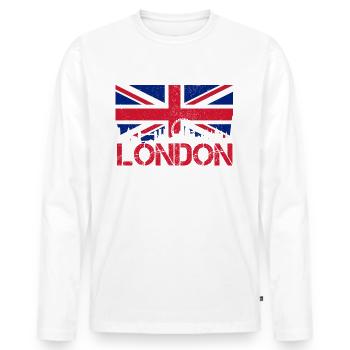 London UK Skyline England Souvenir - T-shirt manches longues Premium bio Homme - blanc - Devant - Nico (187cm)