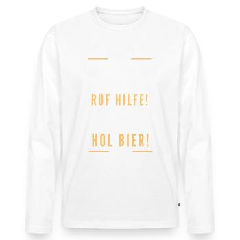 Verheiratet Braut Bräutigam Geschenk Bier - Männer Premium Bio Langarmshirt - Weiß - Vorne - Nico (187cm)