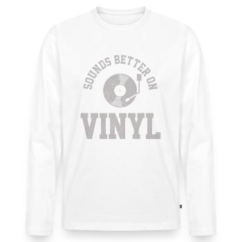 Vinyle - Cadeau de DJ pour platine vinyle vinyle rétro - T-shirt manches longues Premium bio Homme - blanc - Devant - Nico (187cm)