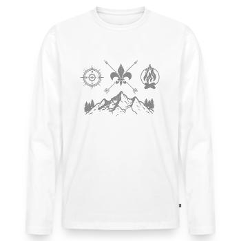 Pfadfinder - Berge Kompass Lagerfeuer Camping - Männer Premium Bio Langarmshirt - Weiß - Vorne - Nico (187cm)