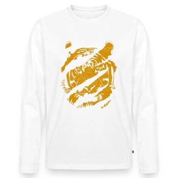 tigre - T-shirt manches longues Premium bio Homme - blanc - Devant - Nico (187cm)