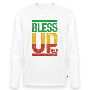 Bless Up Rastafari Rasta Reggae Musik Geschenk - Männer Premium Bio Langarmshirt - Weiß - Vorne - Nico (187cm)