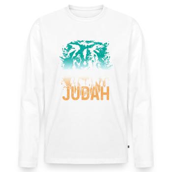 Lion Of Judah Reggae Musik Rastafari Rasta - Männer Premium Bio Langarmshirt - Weiß - Vorne - Nico (187cm)